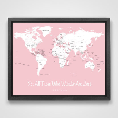 Push Pin Mini World Map - Prism Color Series - Mountain Mist CM Mini Map