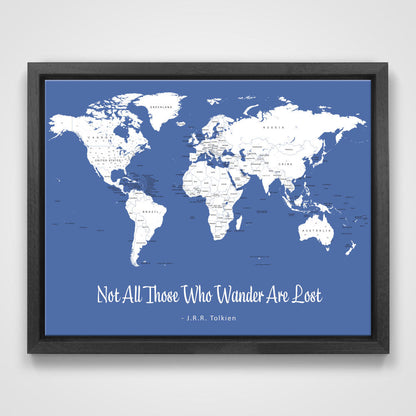 Push Pin Mini World Map - Prism Color Series - Mountain Mist CM Mini Map