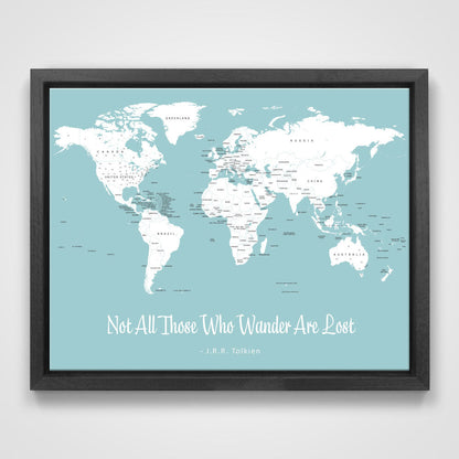 Push Pin Mini World Map - Prism Color Series - Mountain Mist CM Mini Map