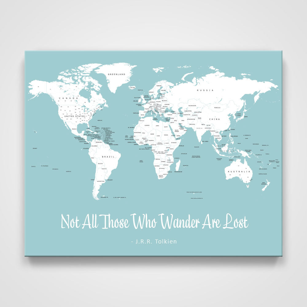 Push Pin Mini World Map - Prism Color Series - Mountain Mist CM Mini Map