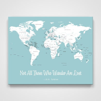 Push Pin Mini World Map - Prism Color Series - Mountain Mist CM Mini Map