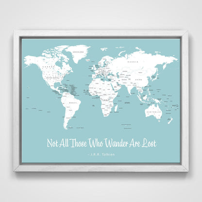 Push Pin Mini World Map - Prism Color Series - Mountain Mist CM Mini Map