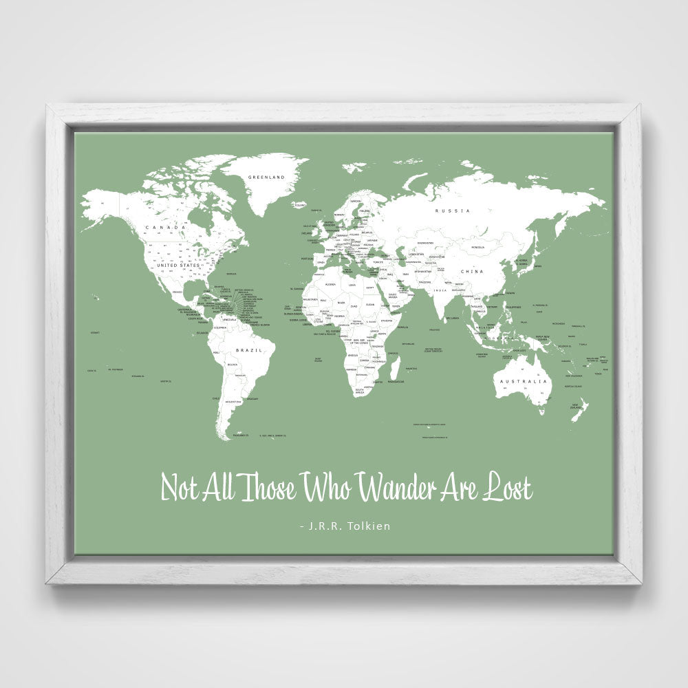 Push Pin Mini World Map - Prism Color Series - Mountain Mist CM Mini Map