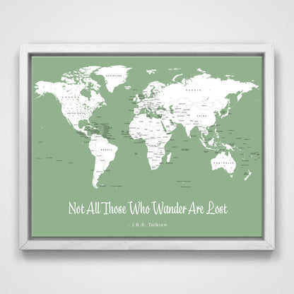 Push Pin Mini World Map - Prism Color Series - Mountain Mist CM Mini Map