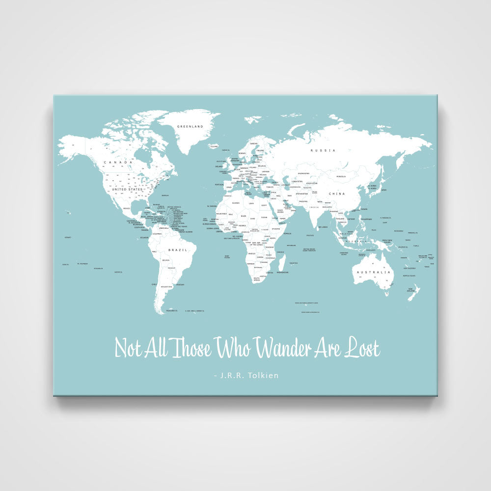 Push Pin Mini World Map - Prism Color Series - Mountain Mist CM Mini Map