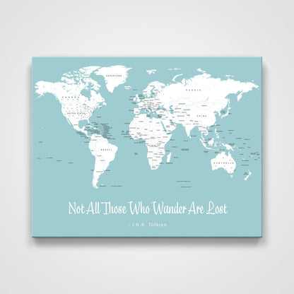 Push Pin Mini World Map - Prism Color Series - Mountain Mist CM Mini Map