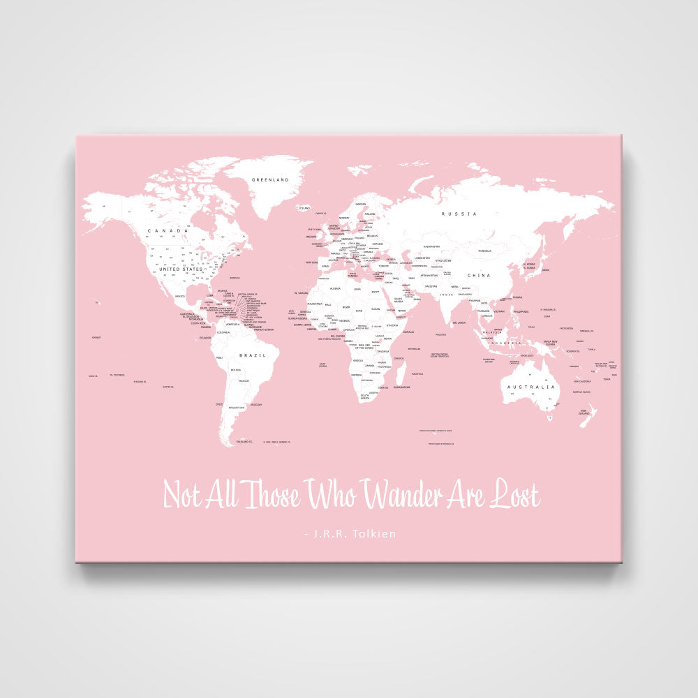 Push Pin Mini World Map - Prism Color Series - Mountain Mist CM Mini Map