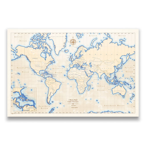 Push Pin Scuba World Map (Pin Board) - Islander CM Pin Board