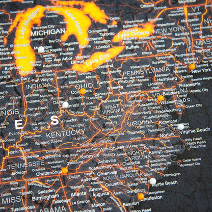 Push Pin USA Map (Pin Board) - Obsidian Inferno (Copy) CM Pin Board