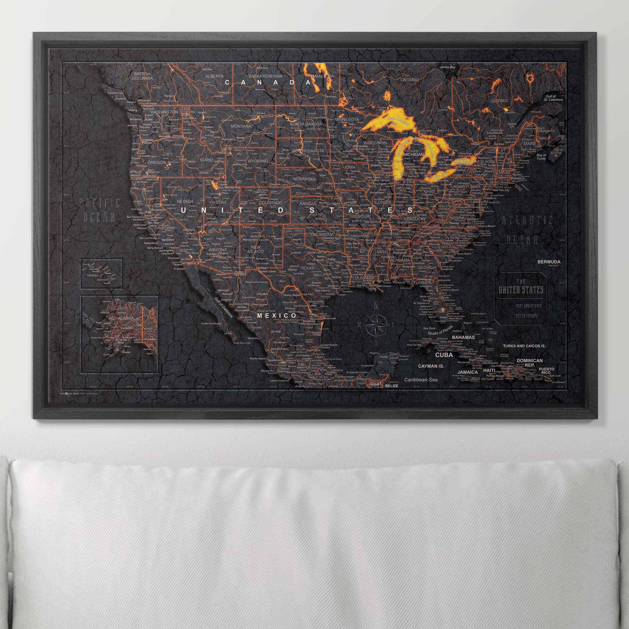 Push Pin USA Map (Pin Board) - Obsidian Inferno (Copy) CM Pin Board