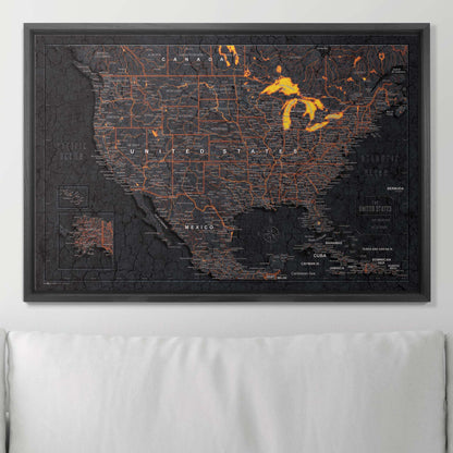 Push Pin USA Map (Pin Board) - Obsidian Inferno (Copy) CM Pin Board