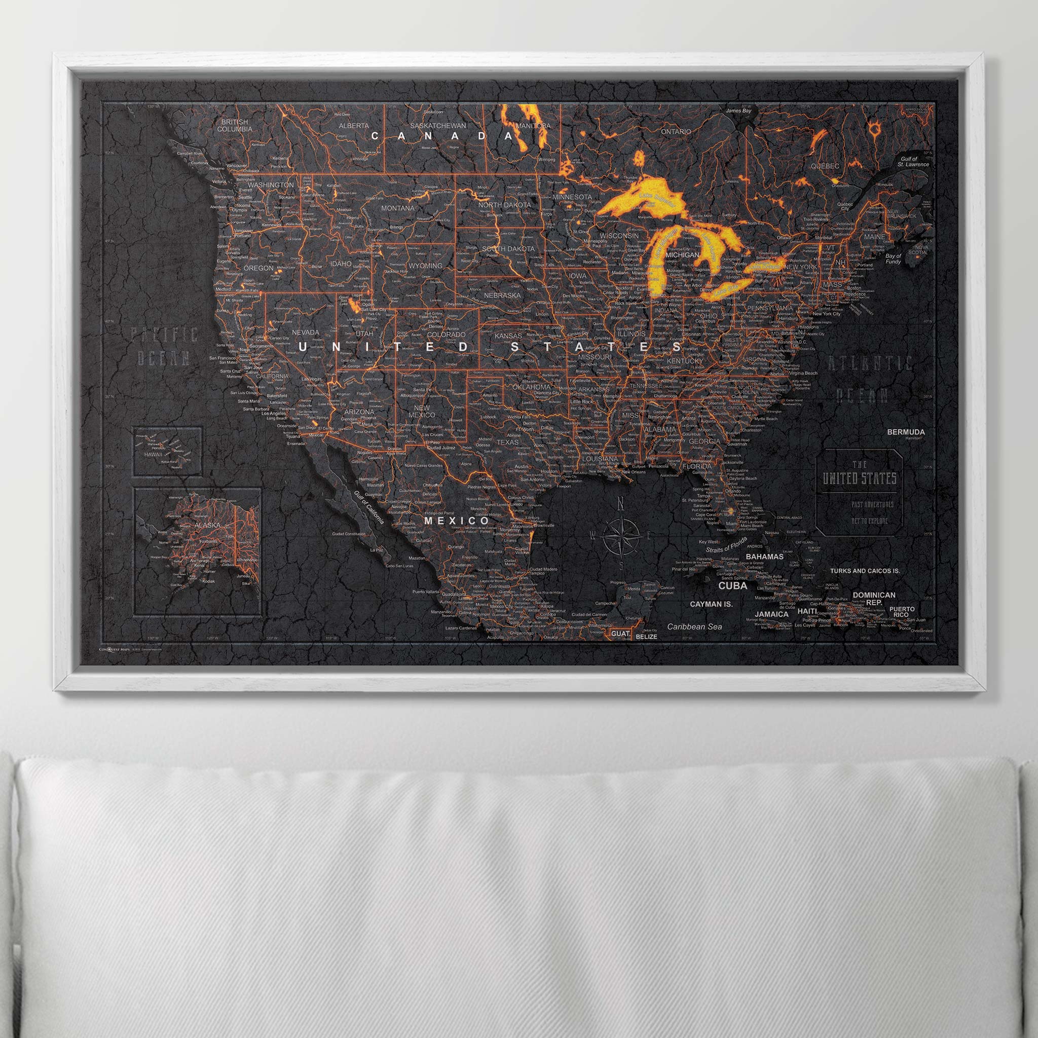 Push Pin USA Map (Pin Board) - Obsidian Inferno (Copy) CM Pin Board