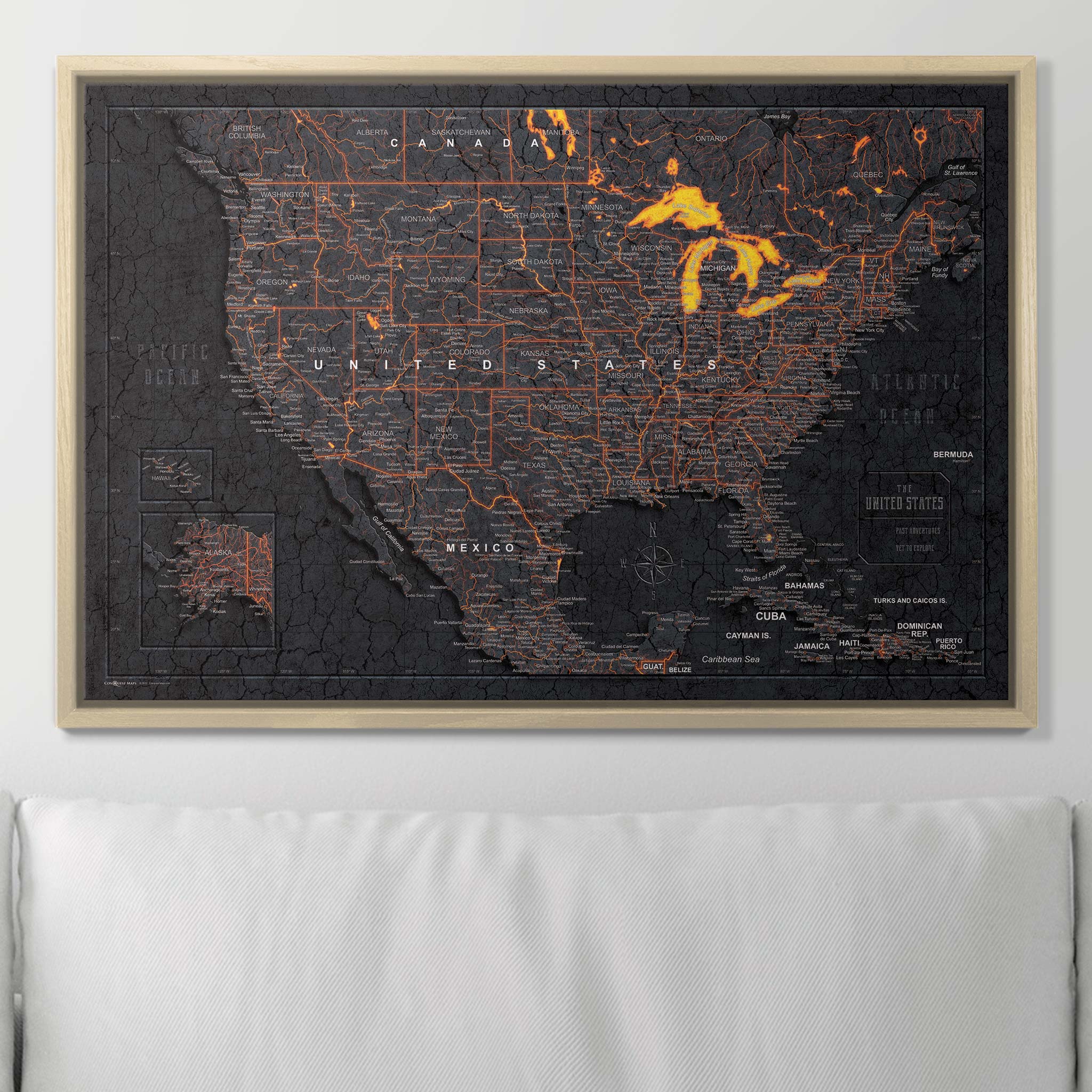 Push Pin USA Map (Pin Board) - Obsidian Inferno (Copy) CM Pin Board