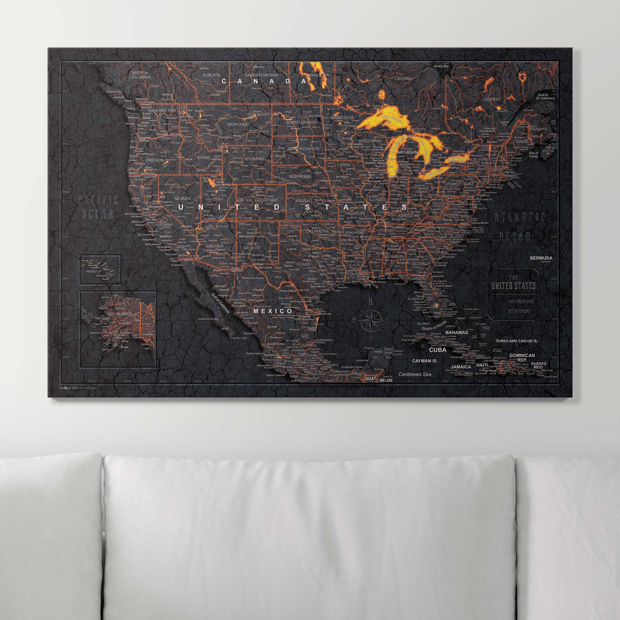 Push Pin USA Map (Pin Board) - Obsidian Inferno (Copy) CM Pin Board