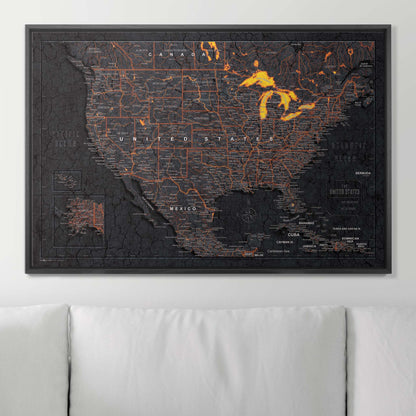 Push Pin USA Map (Pin Board) - Obsidian Inferno (Copy) CM Pin Board