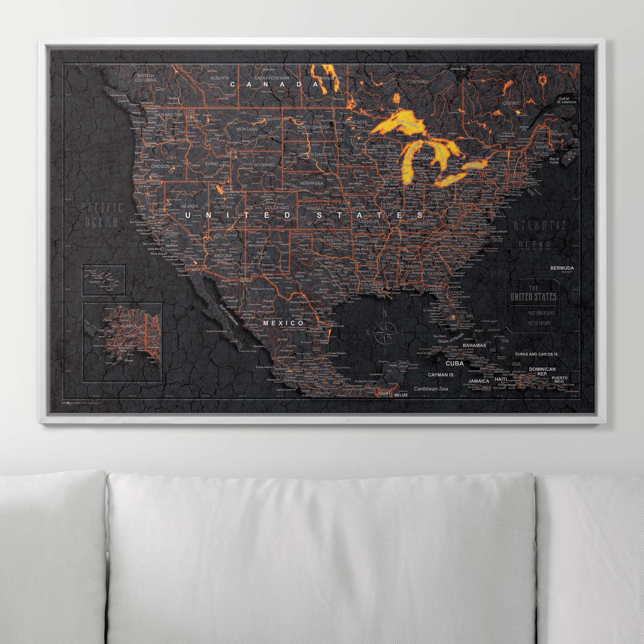 Push Pin USA Map (Pin Board) - Obsidian Inferno (Copy) CM Pin Board
