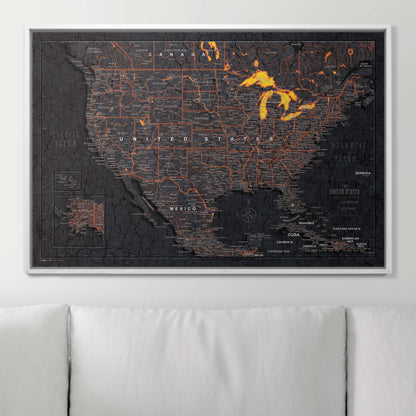 Push Pin USA Map (Pin Board) - Obsidian Inferno (Copy) CM Pin Board