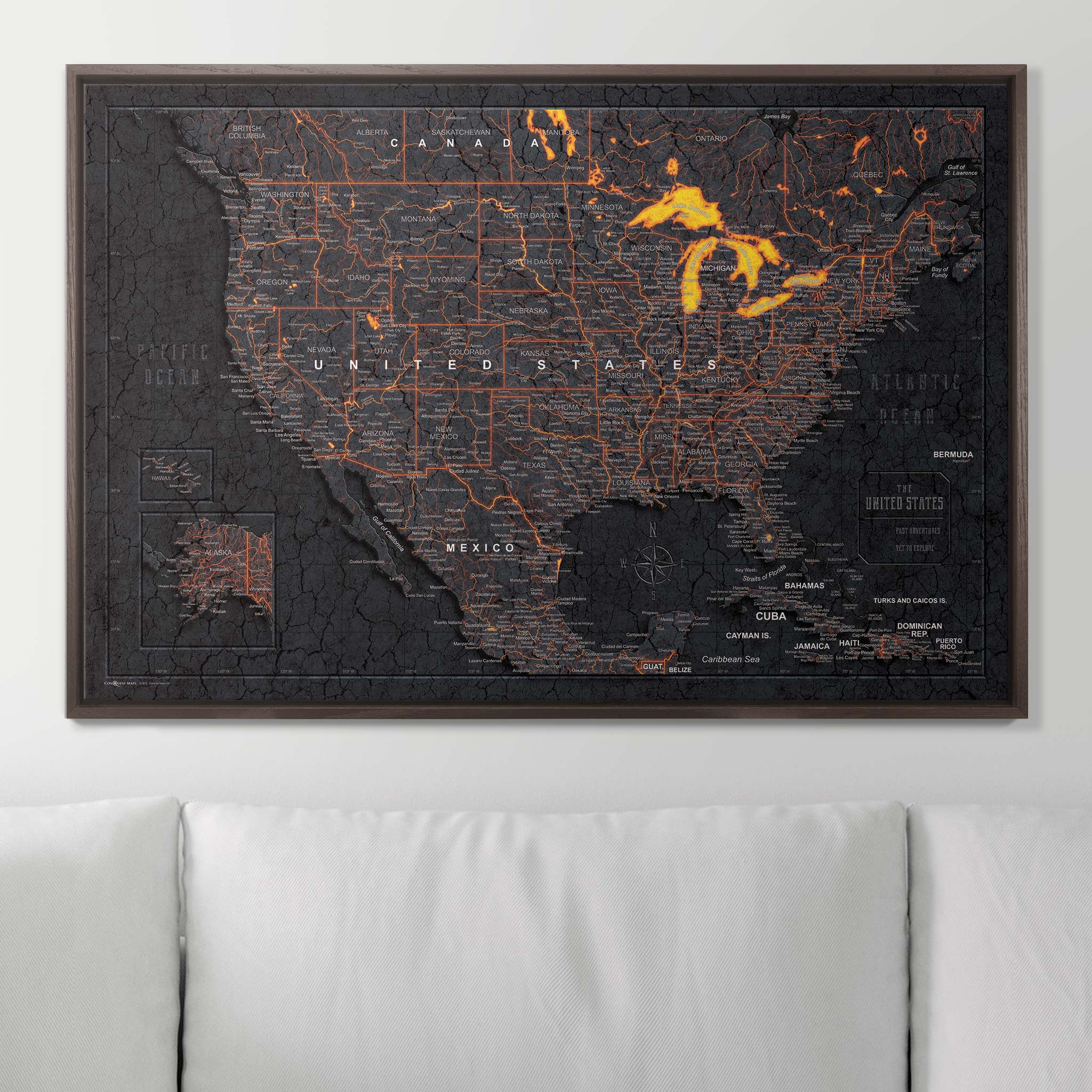 Push Pin USA Map (Pin Board) - Obsidian Inferno (Copy) CM Pin Board