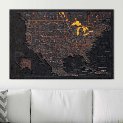 Push Pin USA Map (Pin Board) - Obsidian Inferno (Copy) CM Pin Board