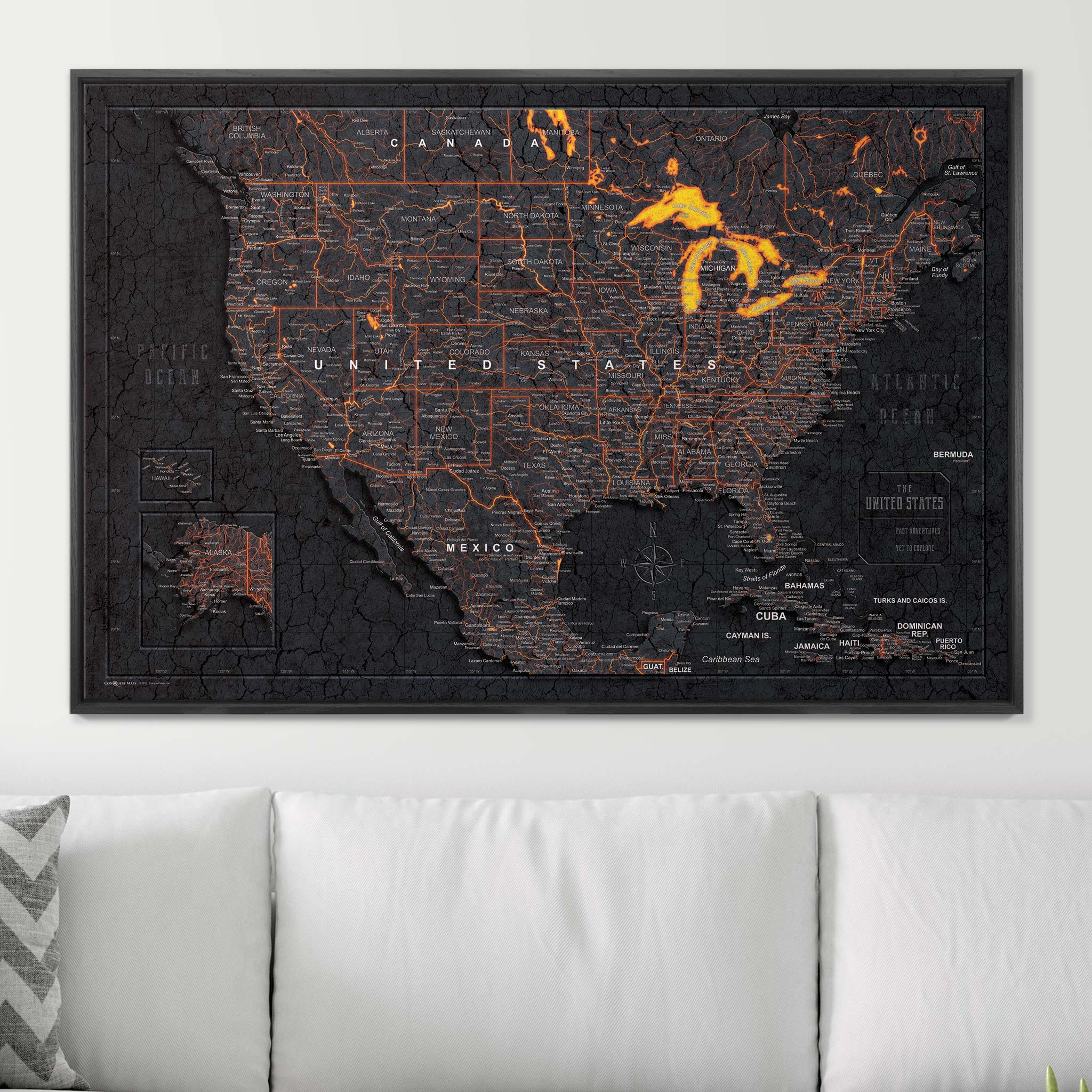 Push Pin USA Map (Pin Board) - Obsidian Inferno (Copy) CM Pin Board