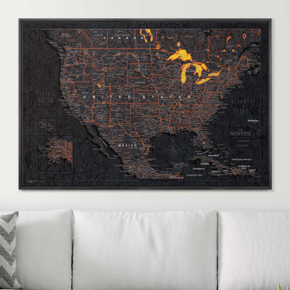 Push Pin USA Map (Pin Board) - Obsidian Inferno (Copy) CM Pin Board