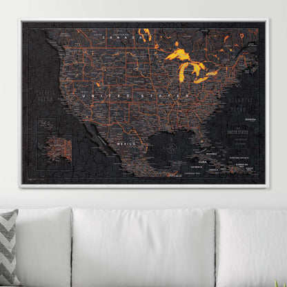 Push Pin USA Map (Pin Board) - Obsidian Inferno (Copy) CM Pin Board