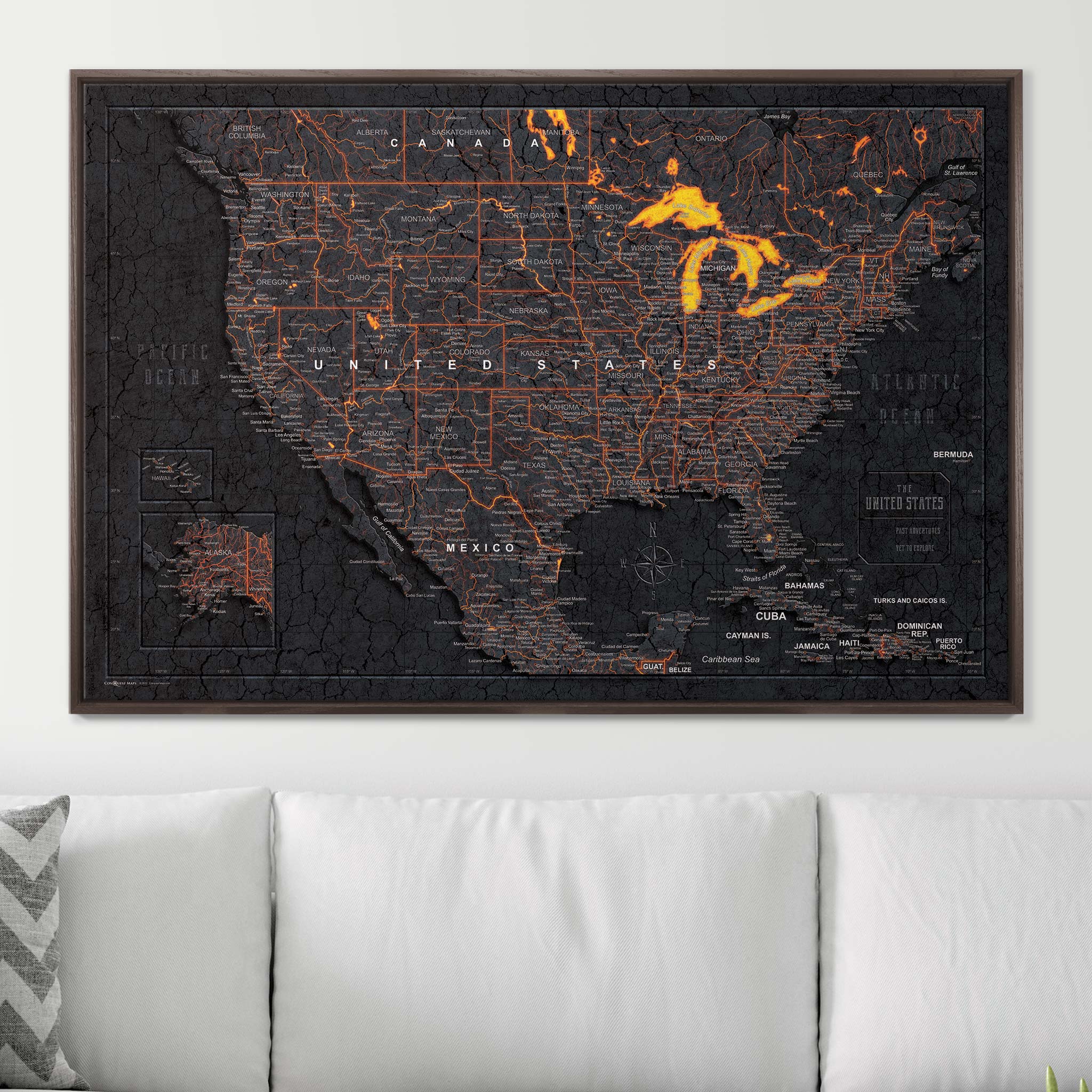 Push Pin USA Map (Pin Board) - Obsidian Inferno (Copy) CM Pin Board