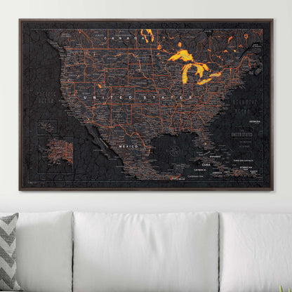 Push Pin USA Map (Pin Board) - Obsidian Inferno (Copy) CM Pin Board