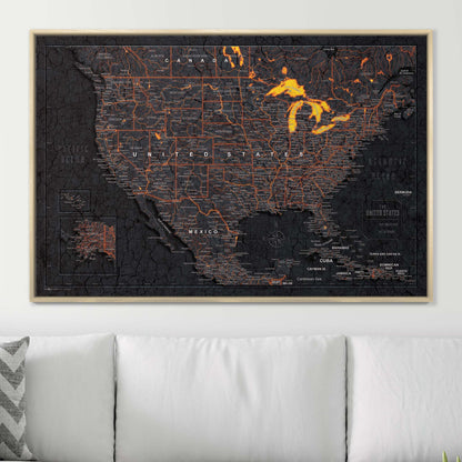 Push Pin USA Map (Pin Board) - Obsidian Inferno (Copy) CM Pin Board