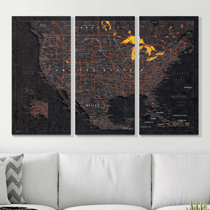 Push Pin USA Map (Pin Board) - Obsidian Inferno (Copy) CM Pin Board