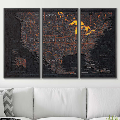 Push Pin USA Map (Pin Board) - Obsidian Inferno (Copy) CM Pin Board