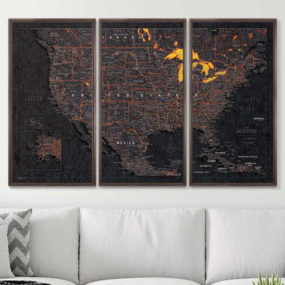 Push Pin USA Map (Pin Board) - Obsidian Inferno (Copy) CM Pin Board