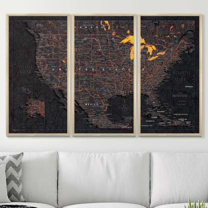 Push Pin USA Map (Pin Board) - Obsidian Inferno (Copy) CM Pin Board