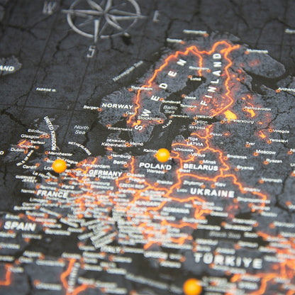 Push Pin World Map (Pin Board) - Obsidian Inferno (Copy) CM Pin Board