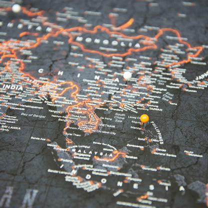 Push Pin World Map (Pin Board) - Obsidian Inferno (Copy) CM Pin Board