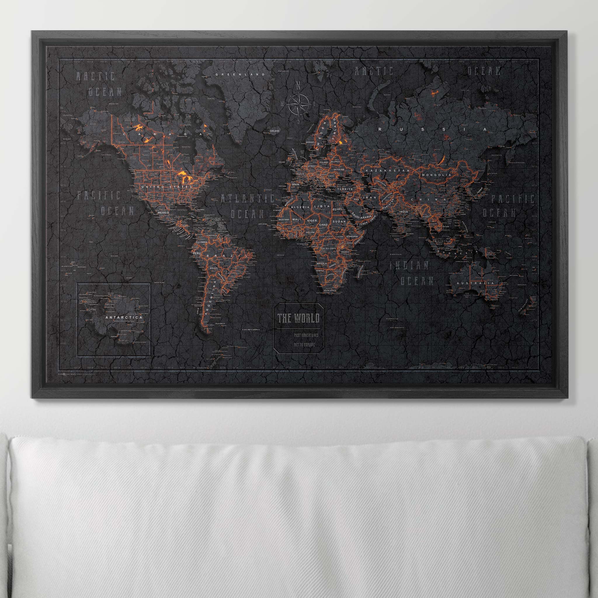 Push Pin World Map (Pin Board) - Obsidian Inferno (Copy) CM Pin Board