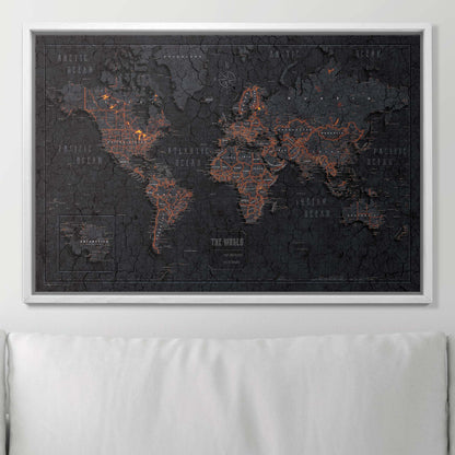 Push Pin World Map (Pin Board) - Obsidian Inferno (Copy) CM Pin Board