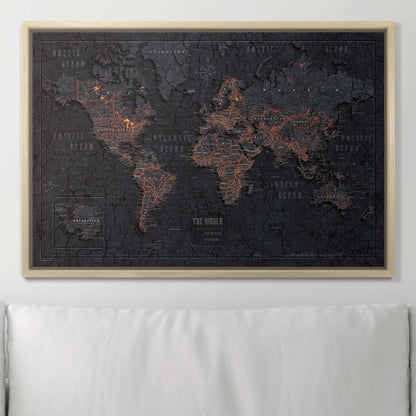 Push Pin World Map (Pin Board) - Obsidian Inferno (Copy) CM Pin Board
