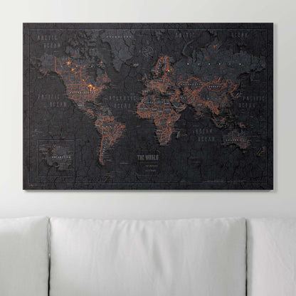 Push Pin World Map (Pin Board) - Obsidian Inferno (Copy) CM Pin Board