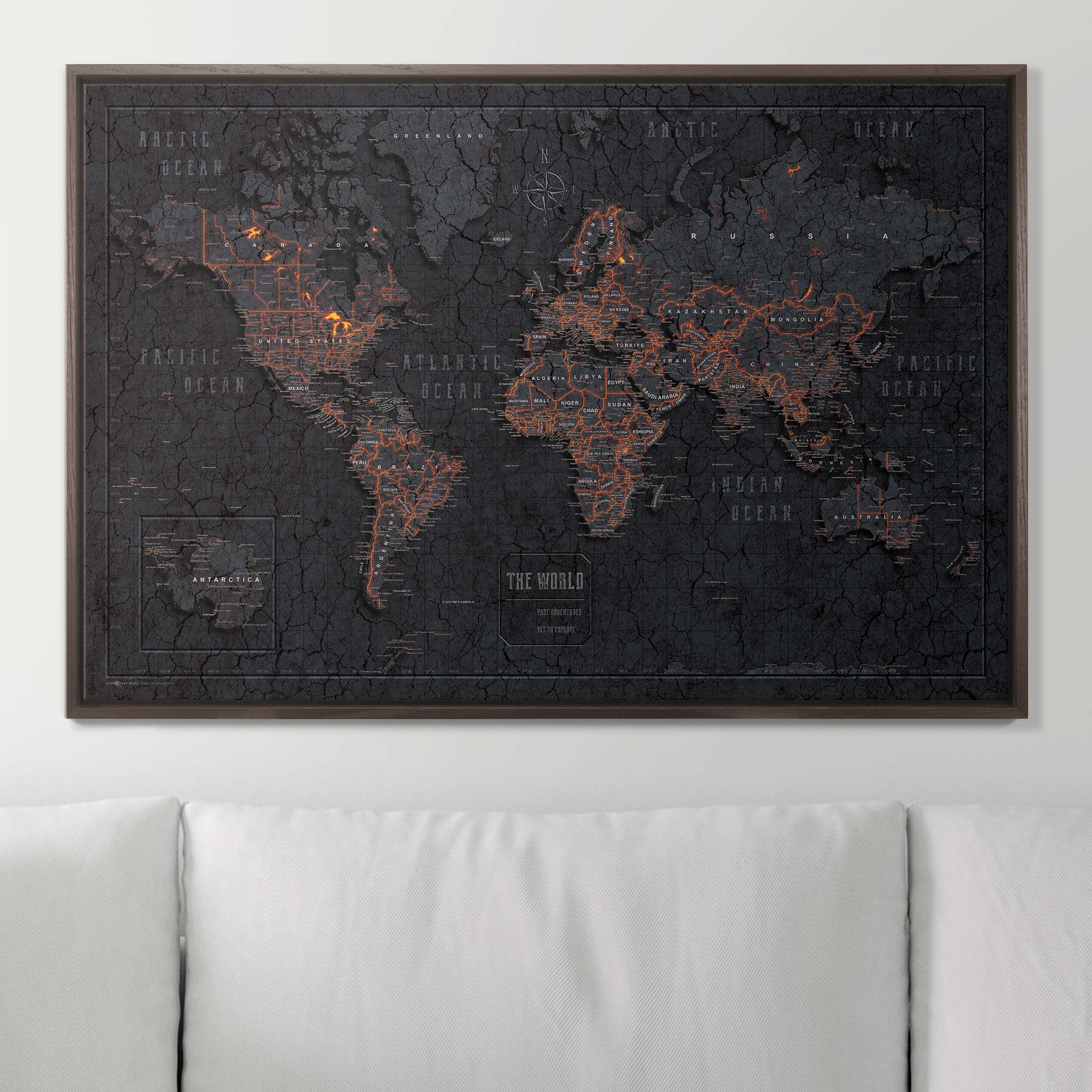 Push Pin World Map (Pin Board) - Obsidian Inferno (Copy) CM Pin Board