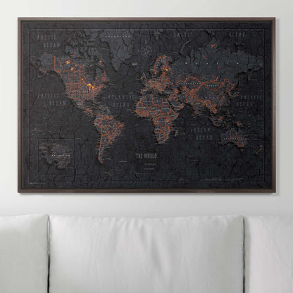 Push Pin World Map (Pin Board) - Obsidian Inferno (Copy) CM Pin Board