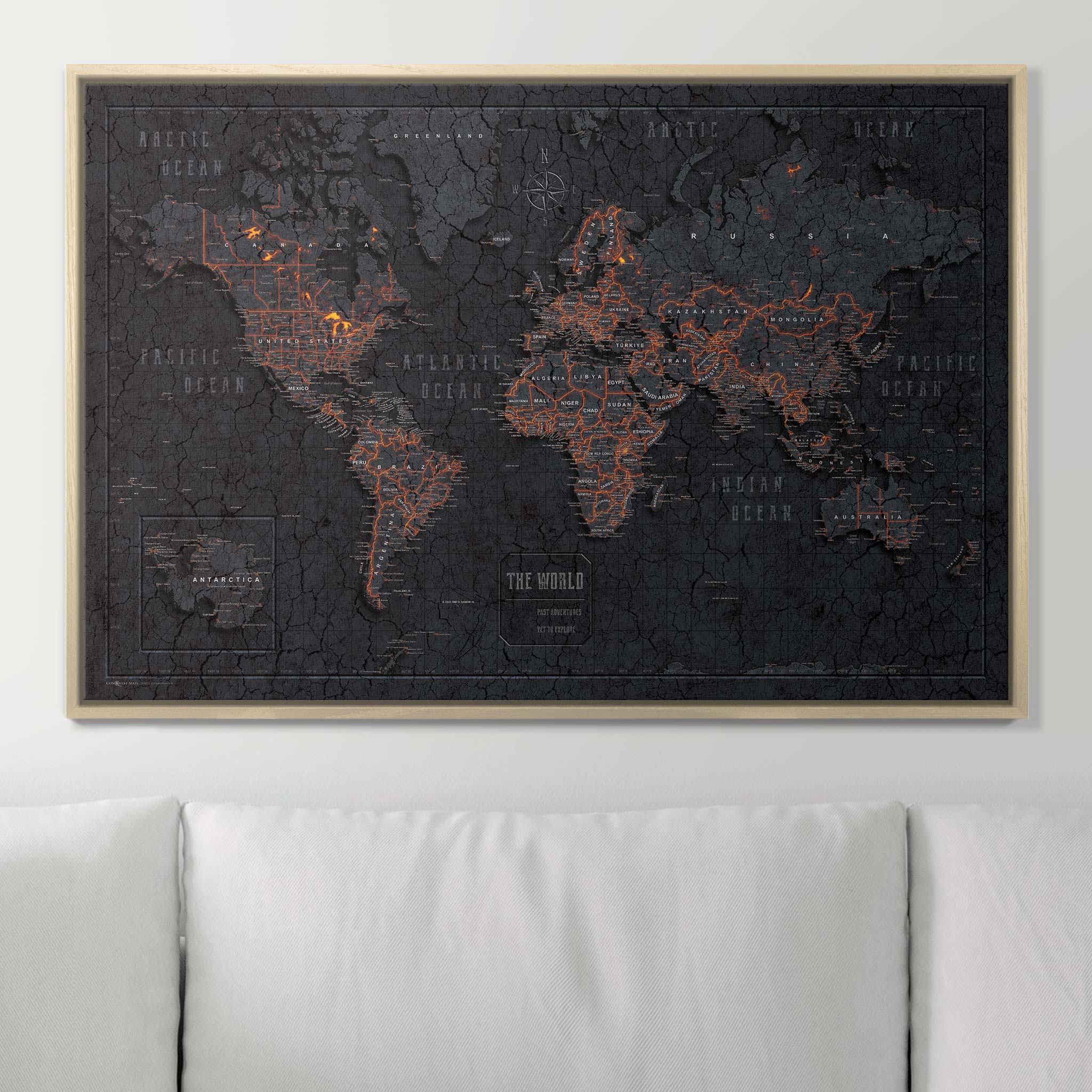 Push Pin World Map (Pin Board) - Obsidian Inferno (Copy) CM Pin Board