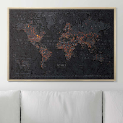 Push Pin World Map (Pin Board) - Obsidian Inferno (Copy) CM Pin Board