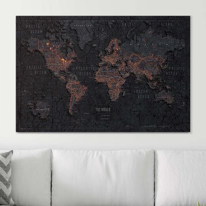 Push Pin World Map (Pin Board) - Obsidian Inferno (Copy) CM Pin Board