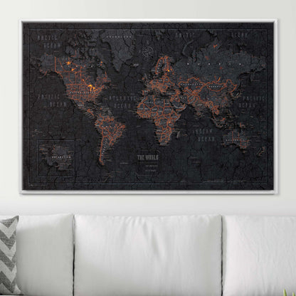 Push Pin World Map (Pin Board) - Obsidian Inferno (Copy) CM Pin Board