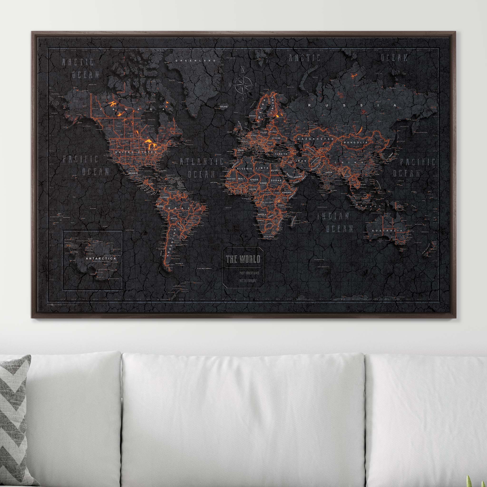 Push Pin World Map (Pin Board) - Obsidian Inferno (Copy) CM Pin Board