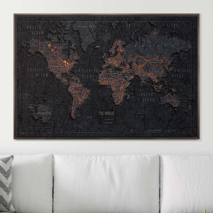Push Pin World Map (Pin Board) - Obsidian Inferno (Copy) CM Pin Board