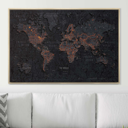 Push Pin World Map (Pin Board) - Obsidian Inferno (Copy) CM Pin Board
