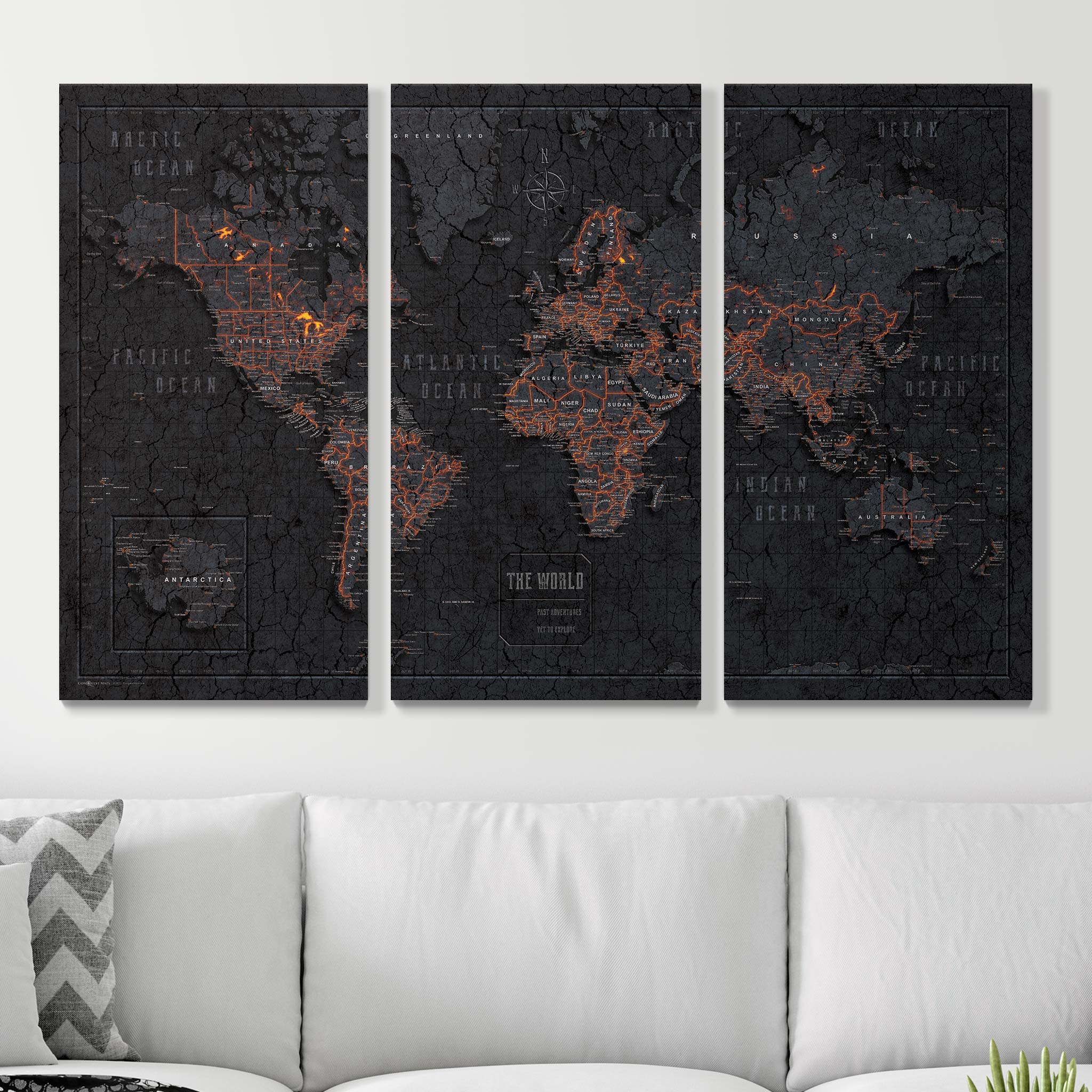 Push Pin World Map (Pin Board) - Obsidian Inferno (Copy) CM Pin Board