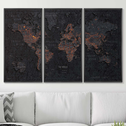 Push Pin World Map (Pin Board) - Obsidian Inferno (Copy) CM Pin Board